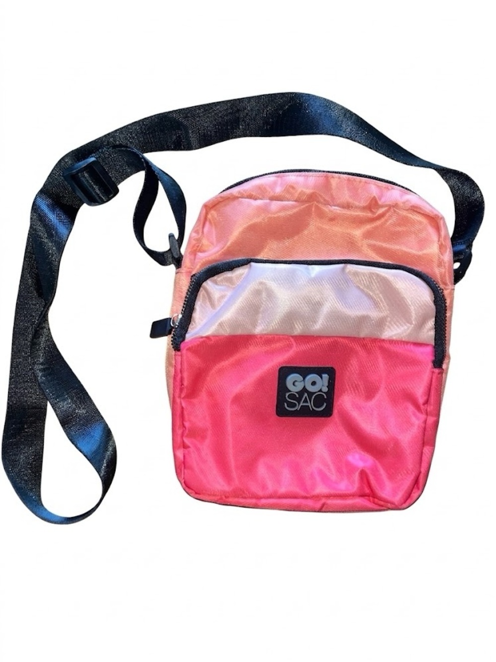 Pink Gradient Crossbody Bag with Black Strap